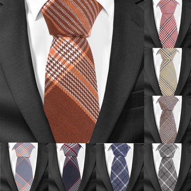 Plaid Classic Formal Cotton Skinny Neckties for Wedding Party  -  GeraldBlack.com