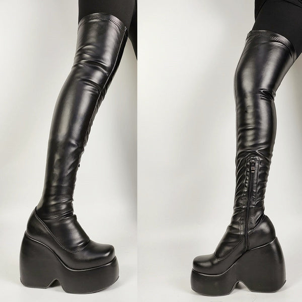 Platform Women Ankle Short Boots Wedges Shoes For Woman Goth Design Grunge Fashion Motorcycle Booties Big Size 43  -  GeraldBlack.com