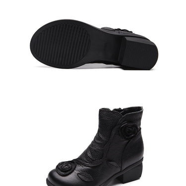 Plus Size 35-42 Autumn Winter Women's Side Zipper Thick Heel Ankle Boots - SolaceConnect.com