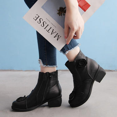 Plus Size 35-42 Autumn Winter Women's Side Zipper Thick Heel Ankle Boots  -  GeraldBlack.com
