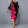 Plus Size Women's Summer Dress Elegant Floral Print Casual Dress Mesh Sleeve Birthday Club Party big - SolaceConnect.com