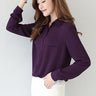 Plus Size Ladies Blouses Casual Women's Long Sleeved Solid Shirt  -  GeraldBlack.com