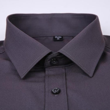 Plus Size Men's Solid Black White Blue Gray Color Business Shirt - SolaceConnect.com