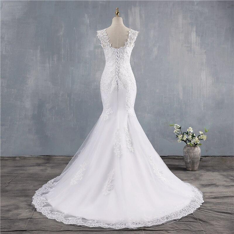 Plus Size Mermaid Wedding Dress with Detachable Strap and Train - SolaceConnect.com
