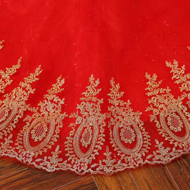 Plus Size Red Ball Gown Vintage Lace Wedding Dress for Brides - SolaceConnect.com