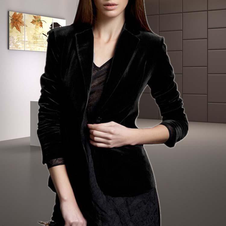 Plus Size S-10xl Women's Turn-Down Collar Long Sleeve Velvet Jacket  -  GeraldBlack.com