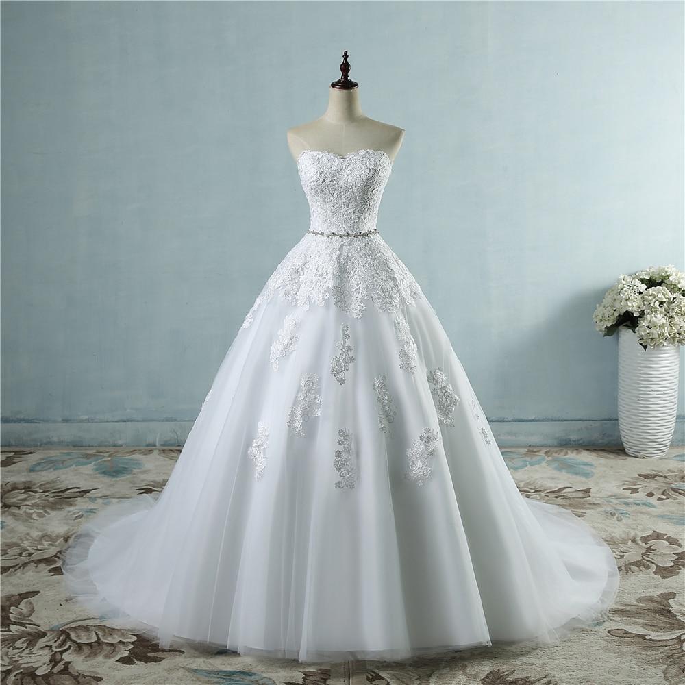 Plus Size Sexy White Ivory Lace Flower Maxi Sweetheart Wedding Dress  -  GeraldBlack.com