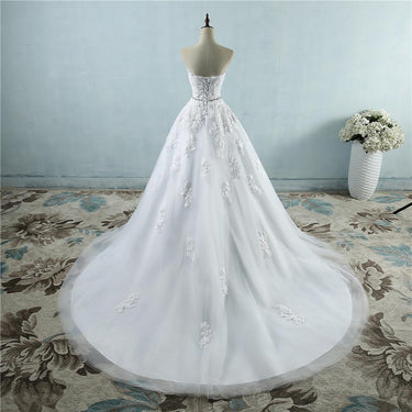 Plus Size Sexy White Ivory Lace Flower Maxi Sweetheart Wedding Dress  -  GeraldBlack.com