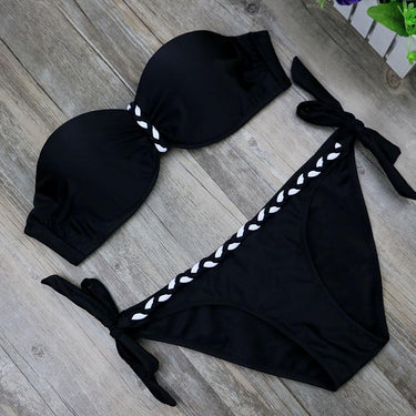 Plus Size Striped Two-piece Beachwear Bikinis Swim Set for Women  -  GeraldBlack.com