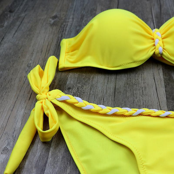 Plus Size Striped Two-piece Beachwear Bikinis Swim Set for Women - SolaceConnect.com