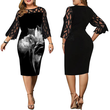 Plus Size Summer Sexy Women's Lace Mesh Printed Birthday Party Clubwear  -  GeraldBlack.com