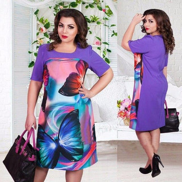 Big size dress 6XL Summer Women Dress Loose cute butterfly printed Dresses women clothing plus - SolaceConnect.com