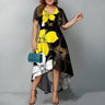 Plus Size 6XL Women Summer Dress Casual Dress Short Sleeve Flower Print Yellow High Low Dress Maxi - SolaceConnect.com