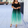 Plus Size Summer Women's Dress Elegant Gradient color Print Party Dress Women Cold Shoulder Casual - SolaceConnect.com