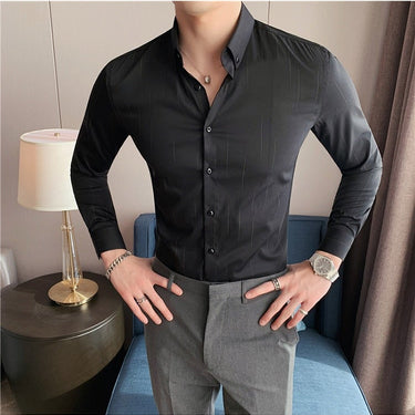 Plus Size Thick Warm Dotted Stripes Dailywear Casual Shirts for Men  -  GeraldBlack.com