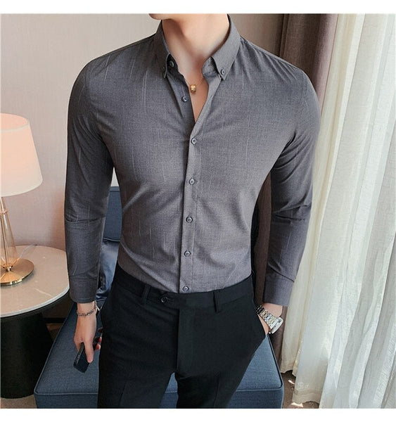 Plus Size Thick Warm Dotted Stripes Dailywear Casual Shirts for Men  -  GeraldBlack.com