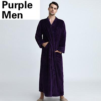 Plus Size Thickening Extra Long Thermal Flannel Warm Unisex Bathrobe - SolaceConnect.com