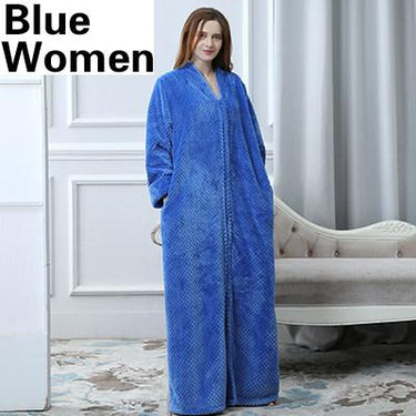 Plus Size Thickening Extra Long Thermal Flannel Warm Unisex Bathrobe - SolaceConnect.com