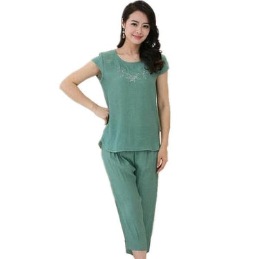 Plus Size Women's Cotton Short Sleeve Pyjamas Home Clothes Sleepwear Set  -  GeraldBlack.com