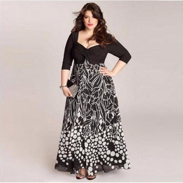 Big size 6XL woman dress Summer casual square neck printing long dresses plus size women clothing - SolaceConnect.com