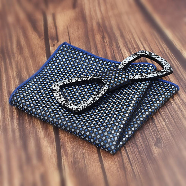 Pocket Square Hanky Handkerchiefs Wooden Bowties Set for Business Suit - SolaceConnect.com