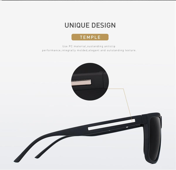 Polarized Fashion Black Square Framed Driving Sunglasses for Men - SolaceConnect.com