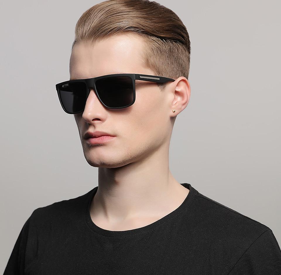 Polarized Fashion Black Square Framed Driving Sunglasses for Men  -  GeraldBlack.com