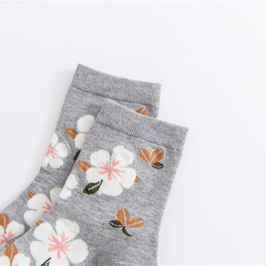 Preppy Autumn Winter Chic Kawaii Floral Printed Casual Socks for Women  -  GeraldBlack.com