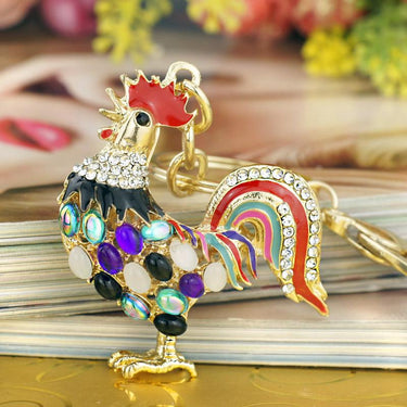 Pretty Chic Opals Cock Rooster Chicken Keychains Crystal Bag Pendant - SolaceConnect.com