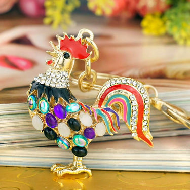 Pretty Cock Rooster Chicken Crystal Keyrings Keychains for Women  -  GeraldBlack.com