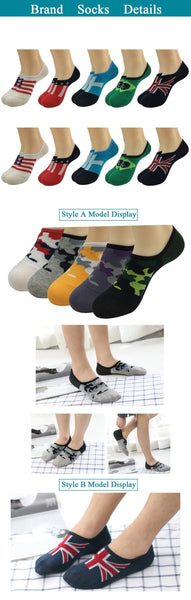 Lot de 10 paires de chaussettes courtes décontractées en coton colorées pour hommes