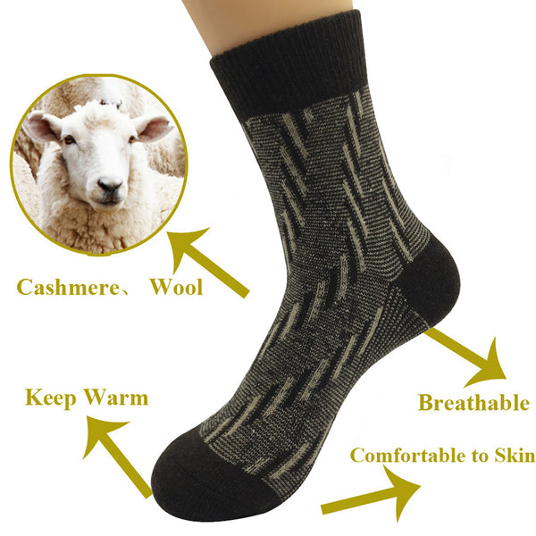 Lote de 5 pares de calcetines de invierno cálidos informales transpirables de lana y cachemira para hombre