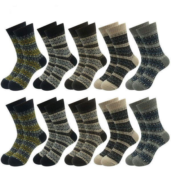 Men's 10 Pairs lot Wool Socks Crew Warm Cashmere Bohemian Sock