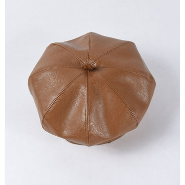 Autumn Winter Women's Synthetic Leather Solid Pattern Stewardess Beret Cap  -  GeraldBlack.com