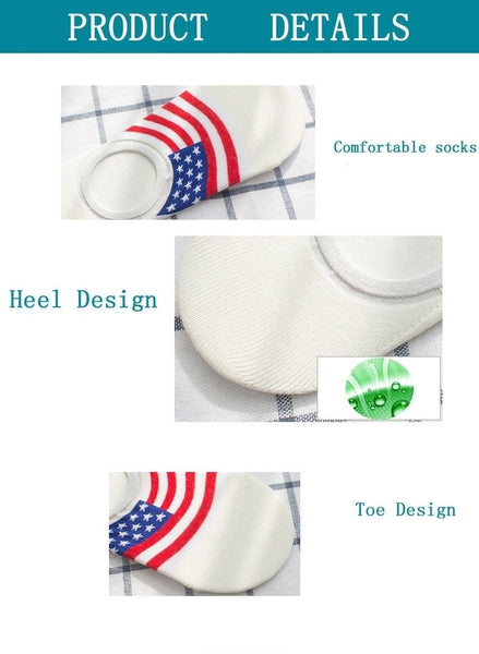Men's Fashion Design 5 Pairs Lot Flag Pattern Casual Cotton Ankle Socks