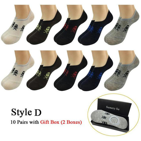 10 Pairs Lot Casual Cotton Colorful No Show Short Ankle Socks for Men