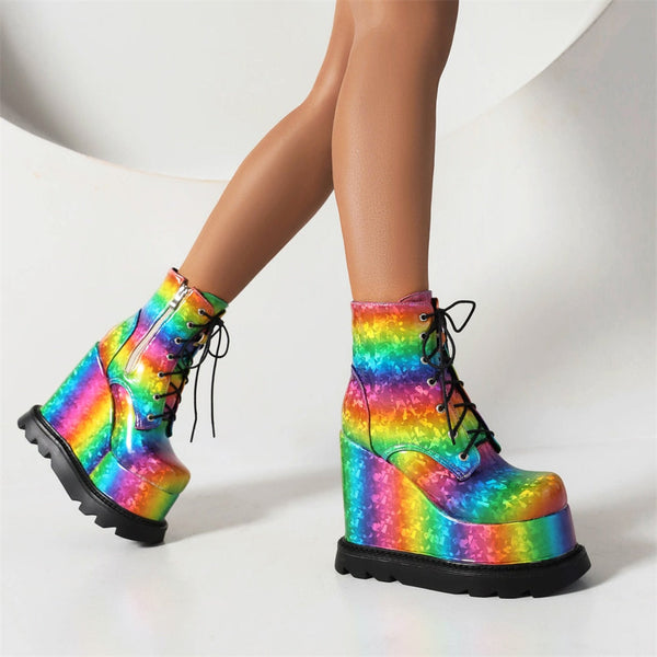 Women's Winter Punk Style Round Toe High Heel Motorcycle Ankle Boots