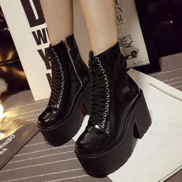 Punk Gothic Black Ankle Platform Boots for Women with Rubber Sole  -  GeraldBlack.com