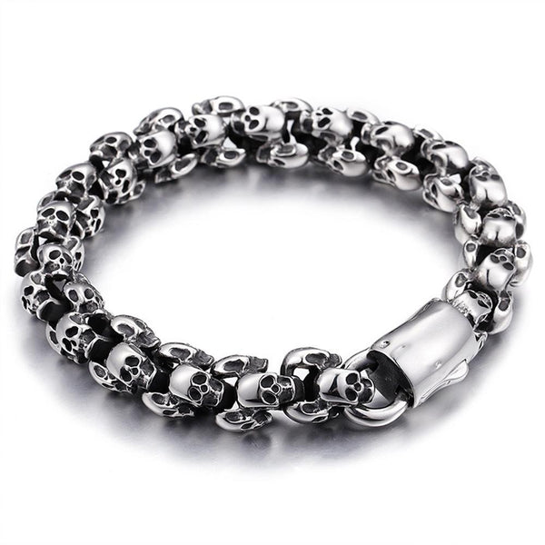 Punk Gothic Stainless Steel Shiny Skull Link Chain Bracelets for Charm Men - SolaceConnect.com