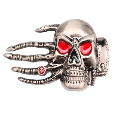 Punk Heavy Red Eye Devil Hand Hip Hop Rock Skull Head Metal Belts - SolaceConnect.com