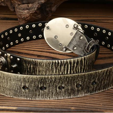 Punk Men Belt Genuine Leather Belt Male Cowboy Rock Rivet Black Strap Ceinture Homme Riem Jeans - SolaceConnect.com