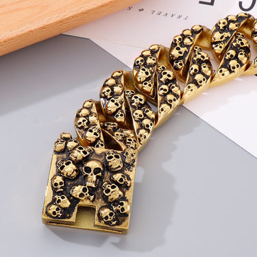 Punk Rock Man Bracelet Solid Stainless Steel Wide Skull Head Chain Gothic Bikers Jewellery Accessories  -  GeraldBlack.com
