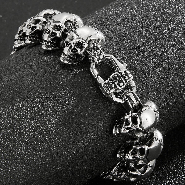 Punk Rock Skull Head Link Chain Necklace for Men Heavy Stainless Steel Necklaces Choker Gothic Jewelry  -  GeraldBlack.com