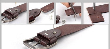 Punk Style Fashion Men's Genuine Cow Leather Belt with Snake Buckle - SolaceConnect.com
