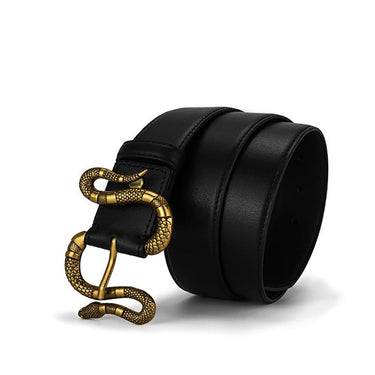 Punk Style Fashion Men's Genuine Cow Leather Belt with Snake Buckle  -  GeraldBlack.com