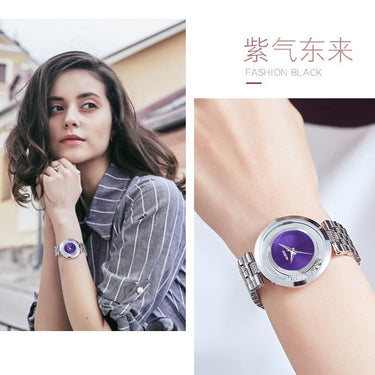 Purple Alloy Fashion Ultra-thin Waterproof Quartz Watch for Ladies  -  GeraldBlack.com