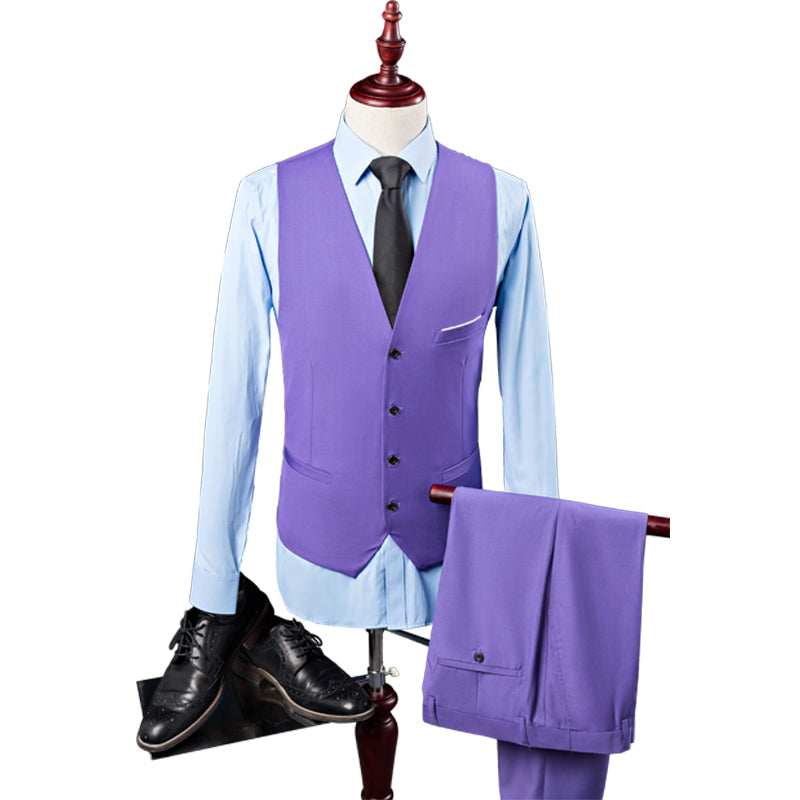 Purple Blazer Pant Vest Fashion Wedding Casual Business 3 Piece Suit for Men  -  GeraldBlack.com