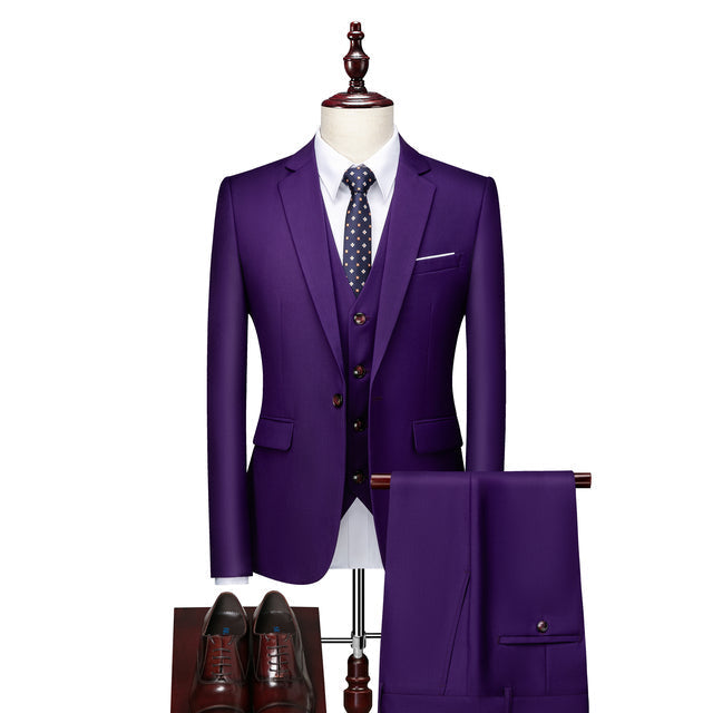 Purple Casual One Button Slim Fit Wedding Three Piece Suit for Men  -  GeraldBlack.com