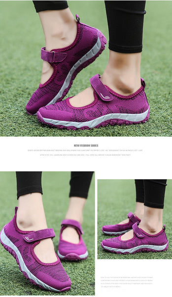 Purple Summer Women's Casual Flats Fabric Hoop Loop Soft Comfy Mary Janes Round Toe Mesh Shallow Shoes  -  GeraldBlack.com