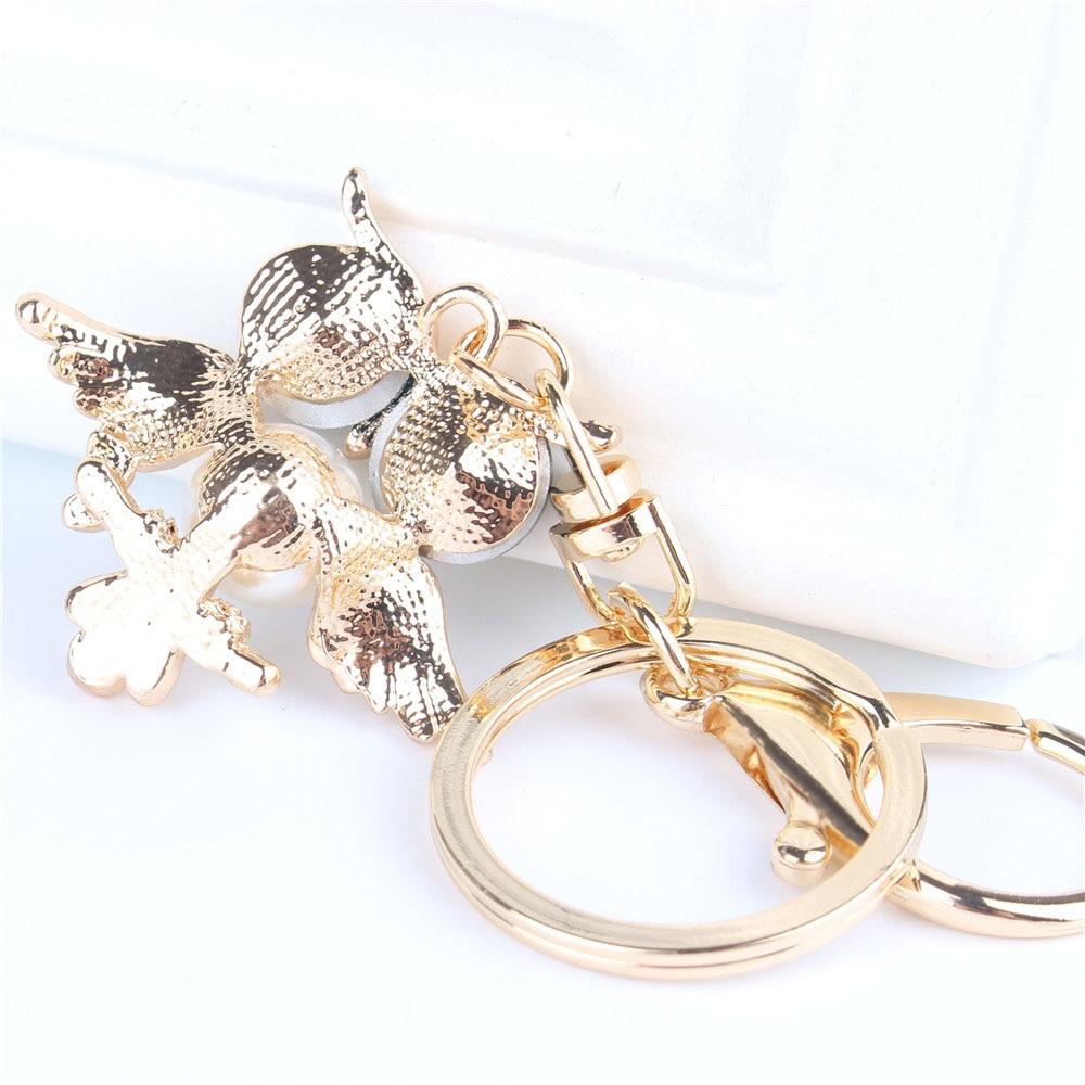 Purse Accessories Owl Bird Rhinestone Crystal Pendant Key Chain Charm - SolaceConnect.com